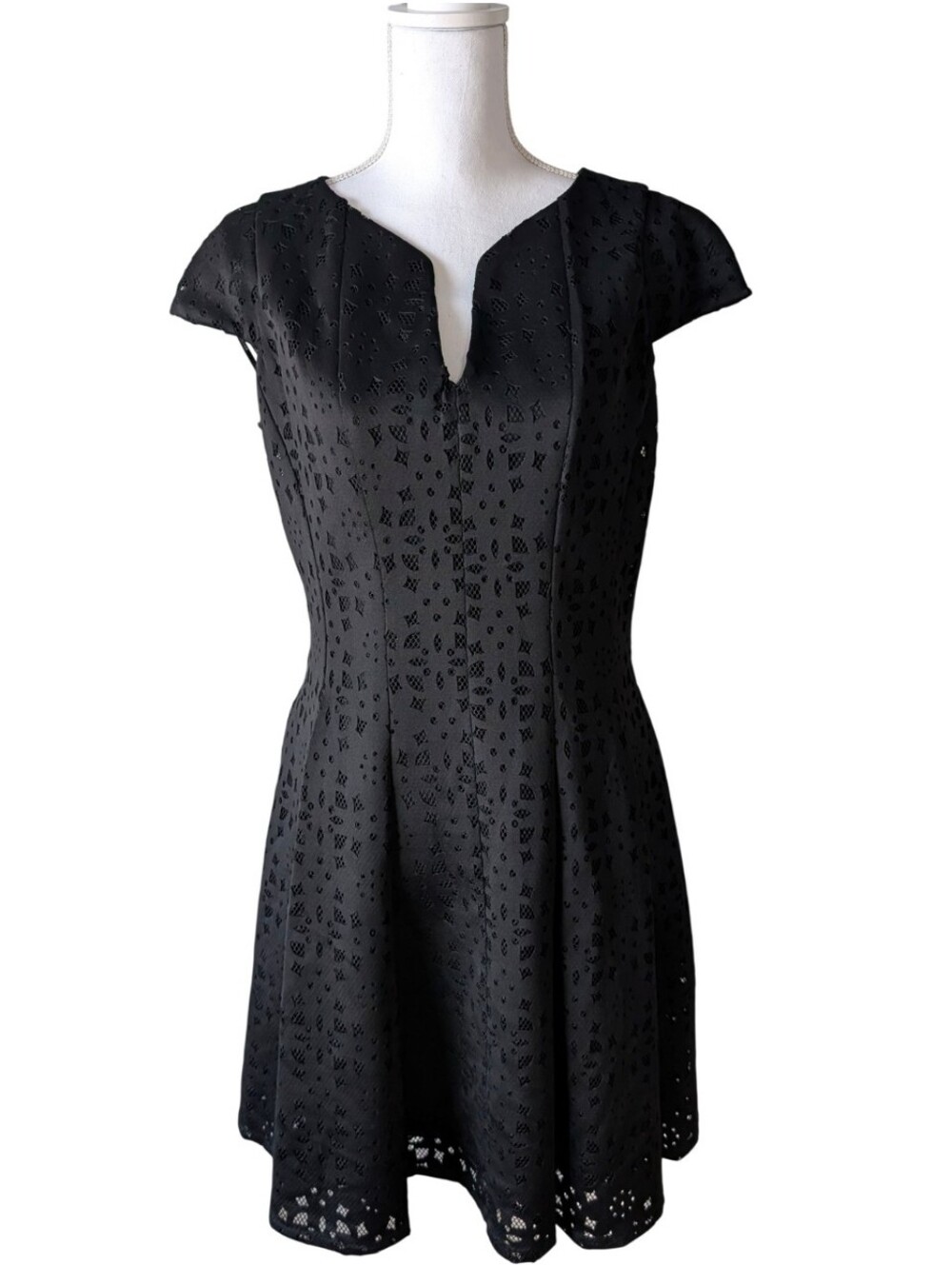 NWT Julia Jordan Black Eyelet Fit-and-Flare Dress